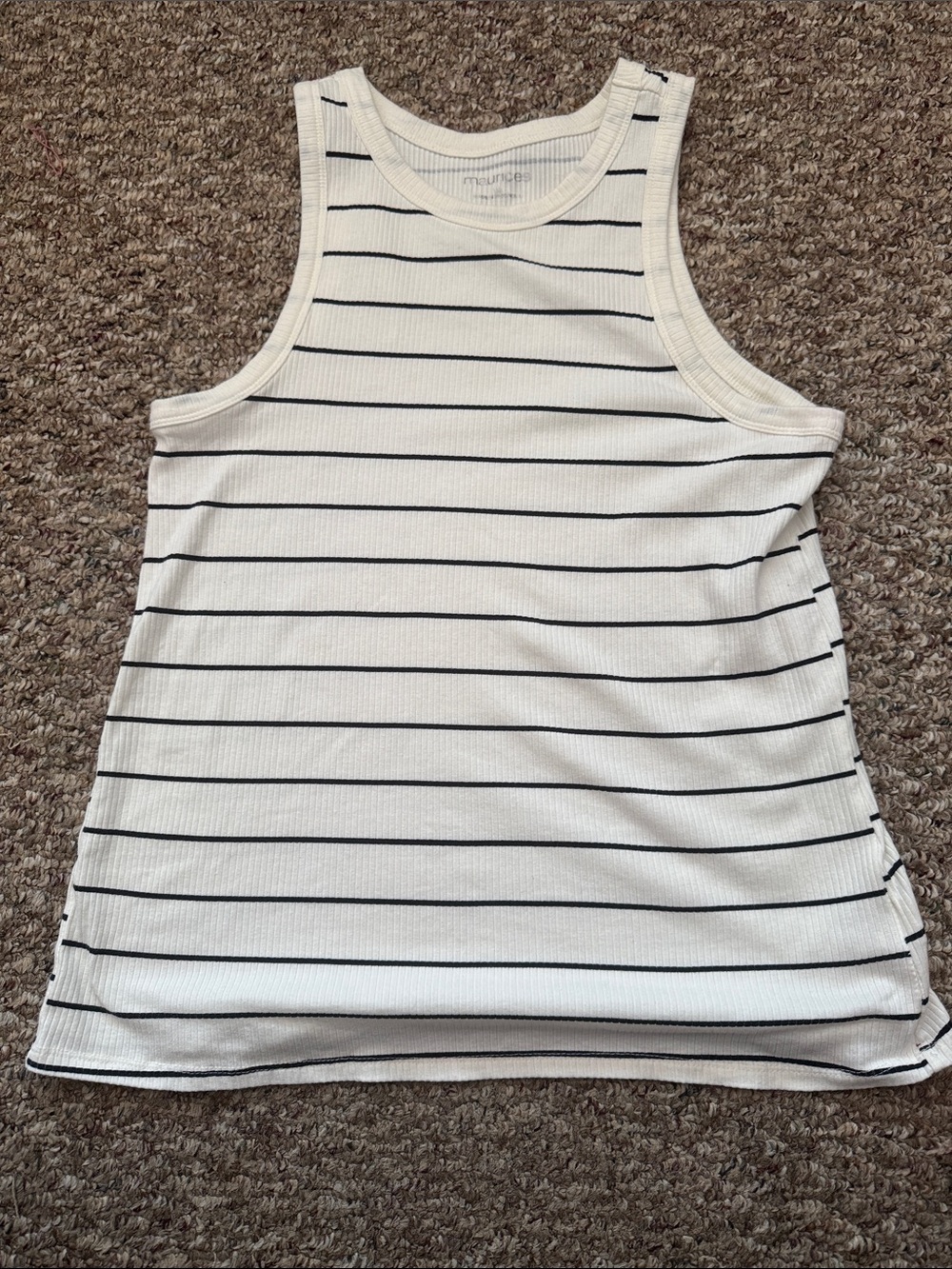 Maurices White Tank Top with Black Stripes
